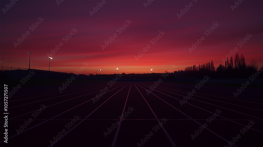 Fototapeta premium 黄昏時の陸上トラック