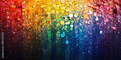 Abstract colorful glittering particles background.