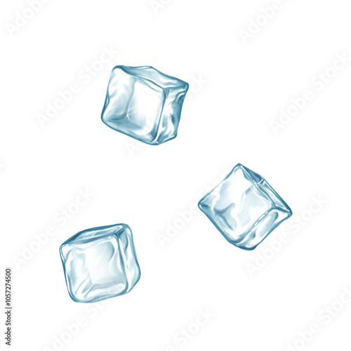 Foto Ice cubes. Hand drawn illustration.