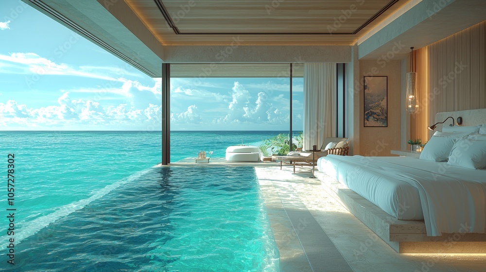 Fototapeta premium Luxury Overwater Suite with Breathtaking Ocean Views
