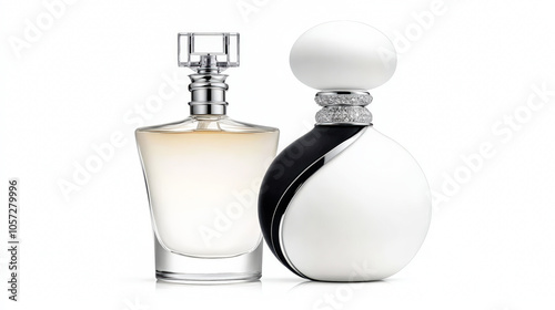 Elegant luxury perfume bottles adorned with intricate  detailing. Sophisticated fragrance packaging showcasing timeless beauty and refined opulence Brainstorming Advertising Marketing photo