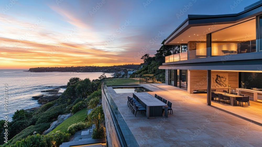 custom made wallpaper toronto digitalModern Oceanfront Home at Sunset