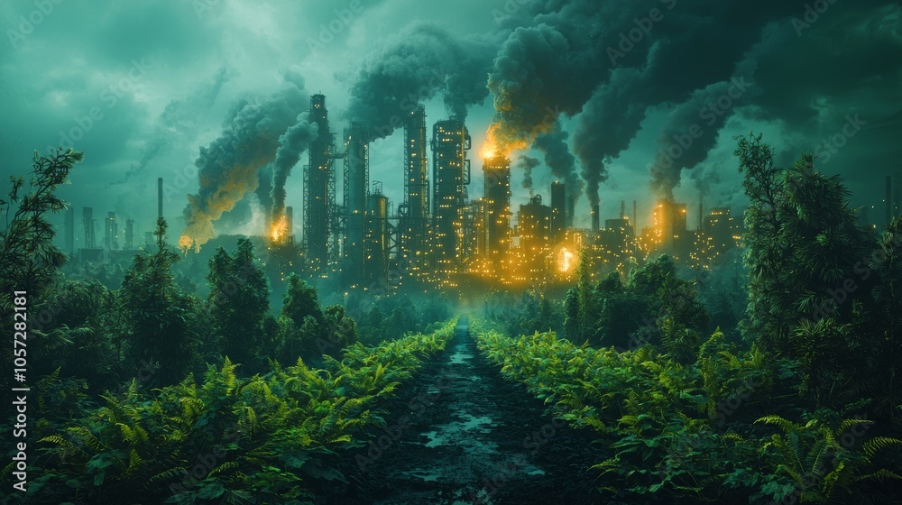 Fototapeta premium Greenwashing disinformation concept , green color environmentally responsible , generative ai