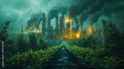 Greenwashing disinformation concept , green color environmentally responsible , generative ai