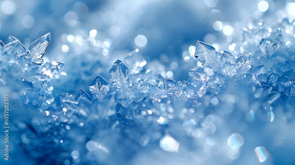 Blue Ice Crystals with Bokeh Background - Abstract Photo