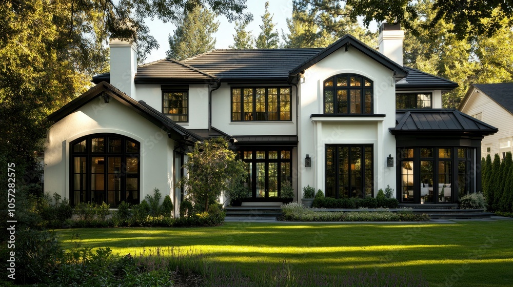 Modern Chic House Exterior with Beautiful Landscaping