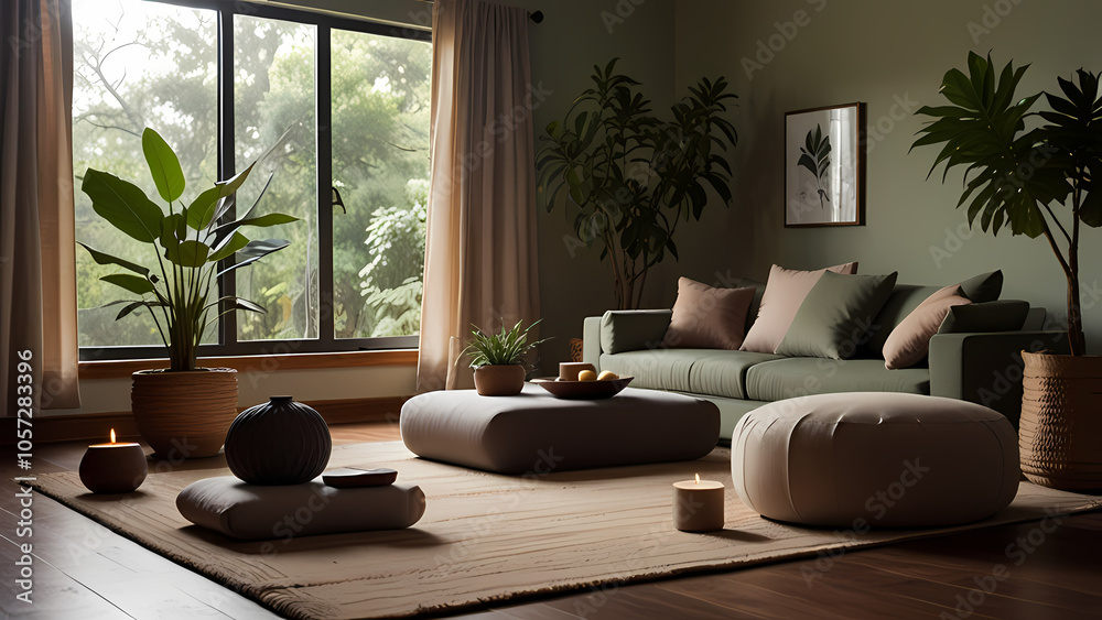 peaceful yoga environment featuring a variety of yoga tools peaceful yoga environment featuring a variety of yoga tools
