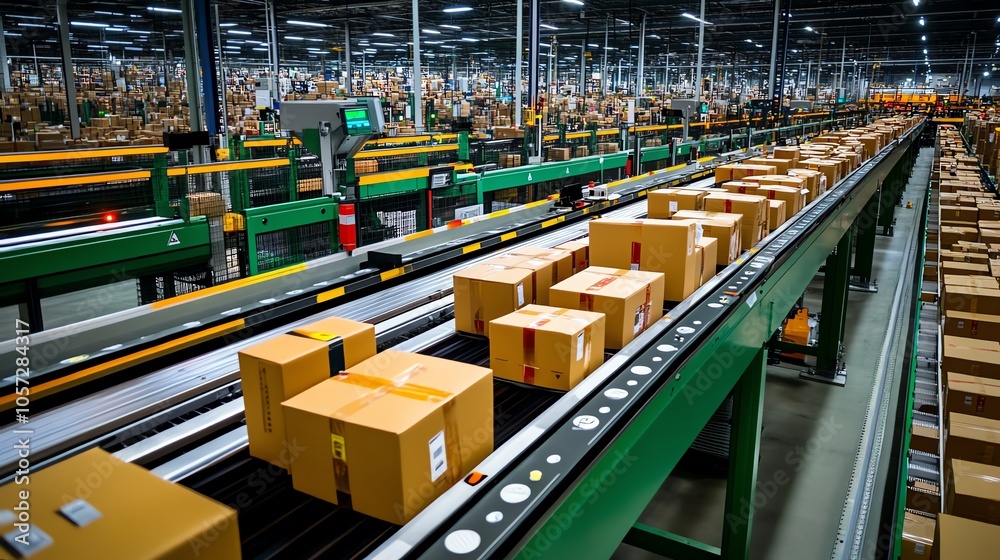 15 Automated sorting machine organizing packages in large distribution center focus on efficiency and innovation futuristic manipulation 15 Automated sorting machine organizing packages in large distribution center focus on efficiency and innovation futuristic manipulation