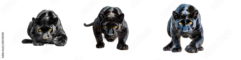 Majestic panther trio in dynamic poses Majestic panther trio in dynamic poses