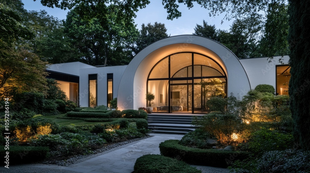 Modern Serene White House at Dusk Modern Serene White House at Dusk