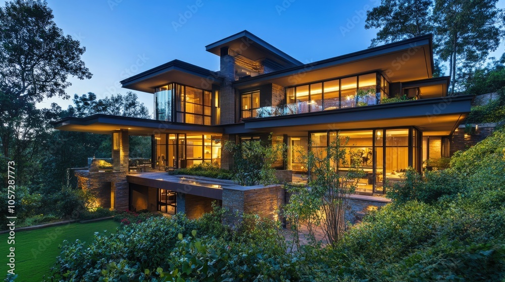 Stylish Luxury House with Oversized Windows Stylish Luxury House with Oversized Windows