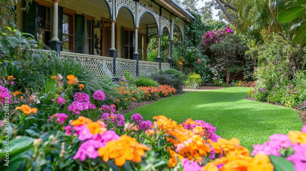Vibrant Australian Garden with Colorful Flowers Vibrant Australian Garden with Colorful Flowers