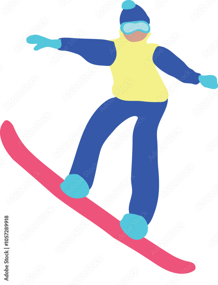 Obraz premium Cartoon Snowboarder vector illustration isolated on white background