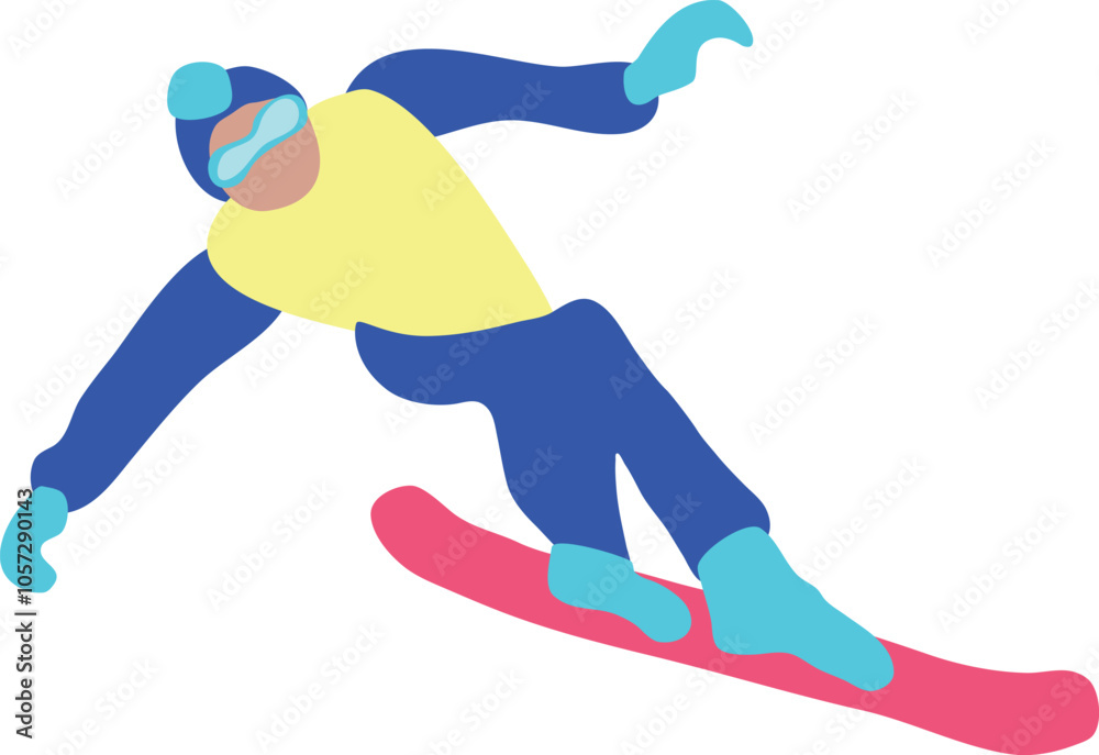 Fototapeta premium Cartoon Snowboarder vector illustration isolated on white background