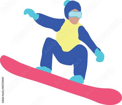 Cartoon Snowboarder vector illustration isolated on white background