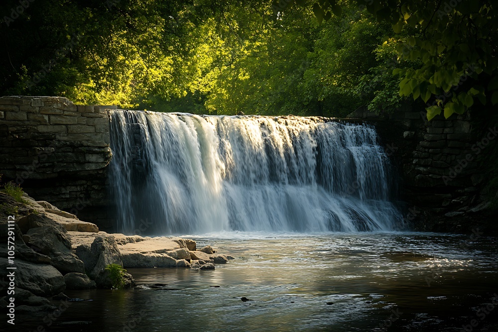 Fototapeta premium Waterfall in a Lush Forest