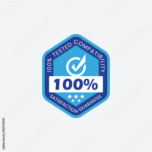 Business Product Badges, 100 Percent Tested Compatibility Vector symbol