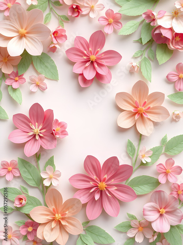 Wallpaper Mural Paper craft Flower Decoration Concept. Flowers and leaves made of paper.Paper craft Flower Background. Torontodigital.ca