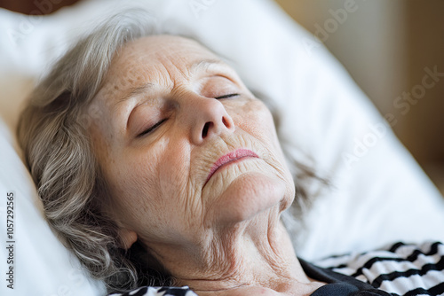 Close up of woman with nasal cannula and worried husband photo