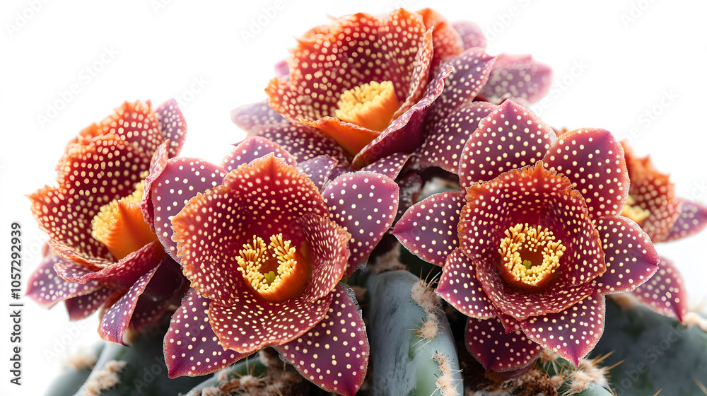 Closeup of a blooming cactus in a vibrant red pot with colorful flowers and leaves, set in a bright, natural garden scene Closeup of a blooming cactus in a vibrant red pot with colorful flowers and leaves, set in a bright, natural garden scene