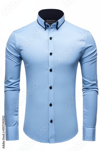 Solid Color Long Sleeve Men's Shirt in Light Blue