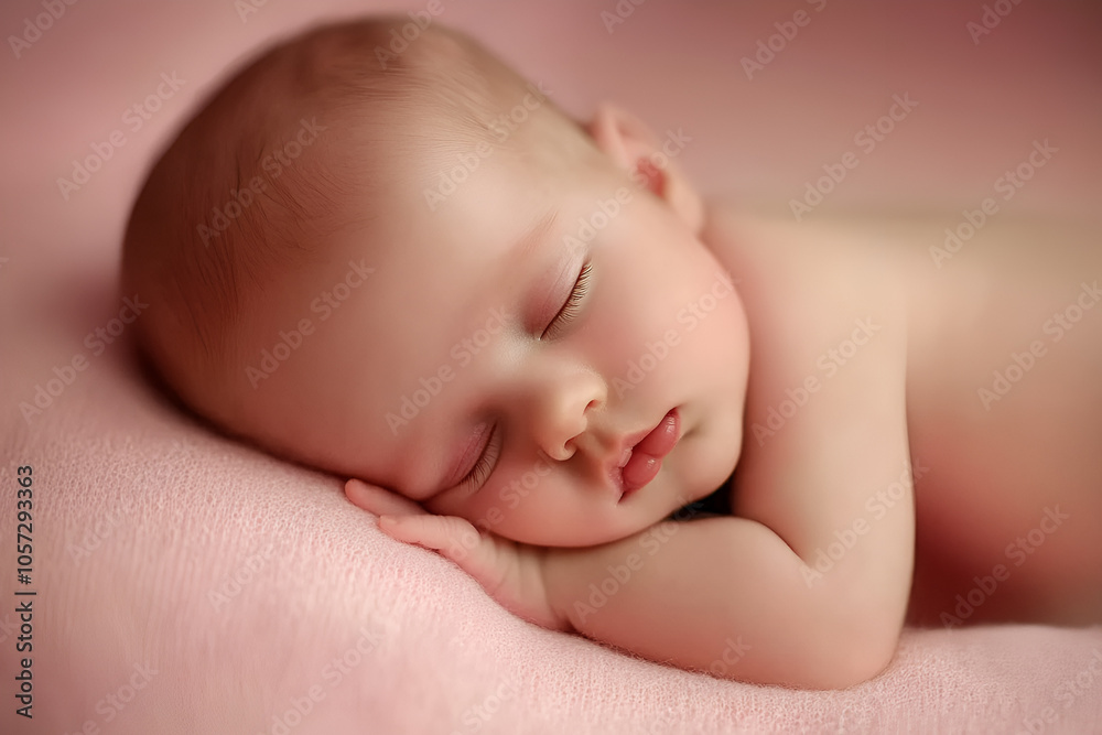 Newborn baby boy sleeping under a blanket in a white bodysuit on the bed with his hand folded under his cheek, sweet healthy baby sleep at home Newborn baby boy sleeping under a blanket in a white bodysuit on the bed with his hand folded under his cheek, sweet healthy baby sleep at home