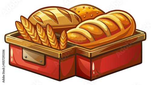 bread in a box isolated on white background, bread vector art