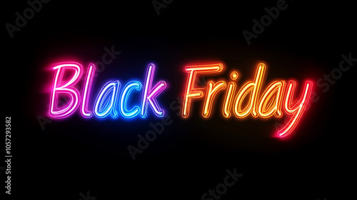 Black Friday design in fashionable neon style for advertising, banners, leaflets and flyers.