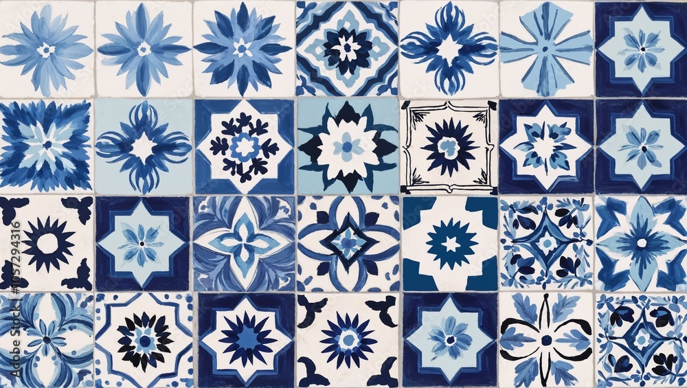 Collection of intricate blue and white ceramic tile designs featuring various geometric and floral motifs for artistic and decorative use.
Collection of intricate blue and white ceramic tile designs featuring various geometric and floral motifs for artistic and decorative use.