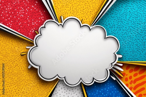 Vibrant Pop Art Speech Bubble: Comic Style Background with Colorful Halftone Patterns