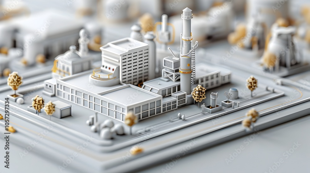 Futuristic hydrogen production facility integrated into a vibrant and detailed industrial environment Futuristic hydrogen production facility integrated into a vibrant and detailed industrial environment