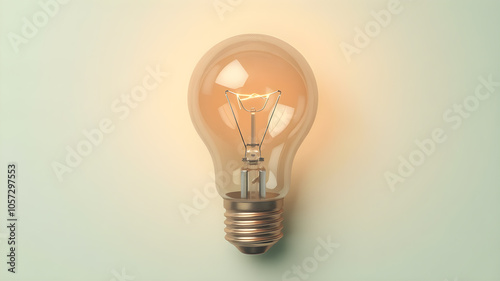 Single Lightbulb on White Background