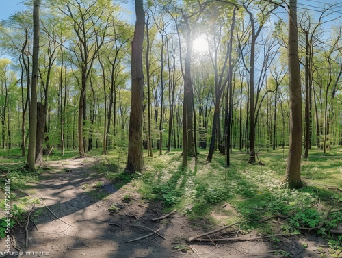 A Path Through a Sun-Drenched Forest photo