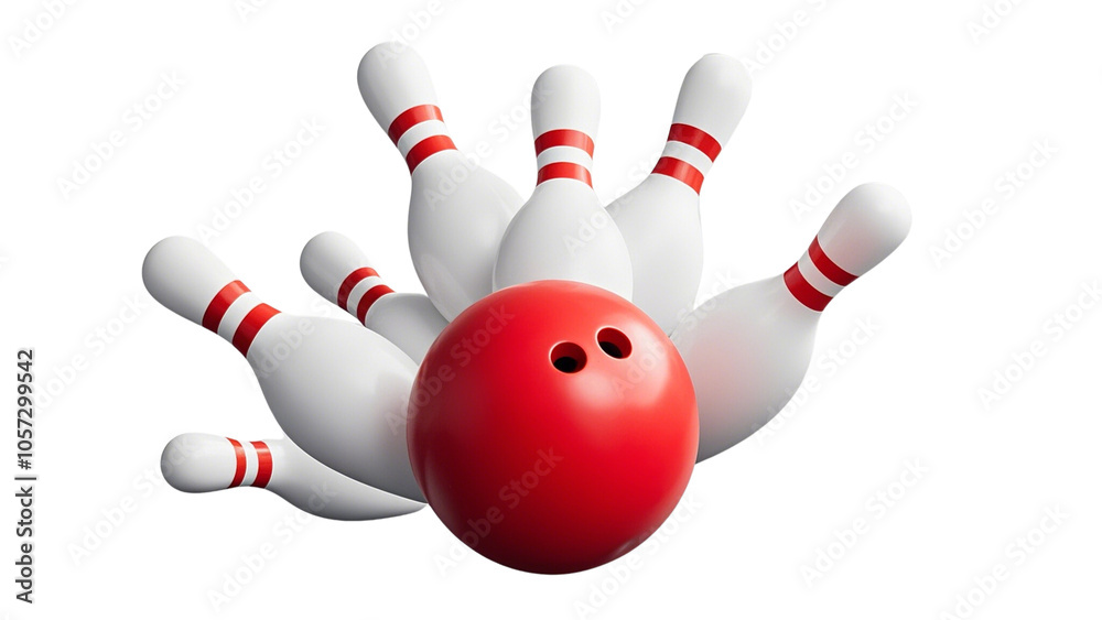 Striking Red Bowling Ball Surrounded by Pins in Mid-Air on Transparent Background PNG.... Striking Red Bowling Ball Surrounded by Pins in Mid-Air on Transparent Background PNG....