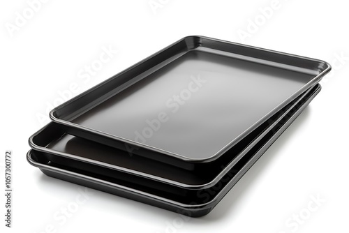 Baking sheets on white background