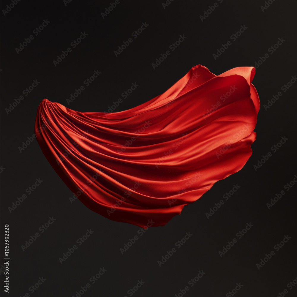 Fototapeta premium A superhero red cape, the fabric is floating in the air in a dynamic way. 