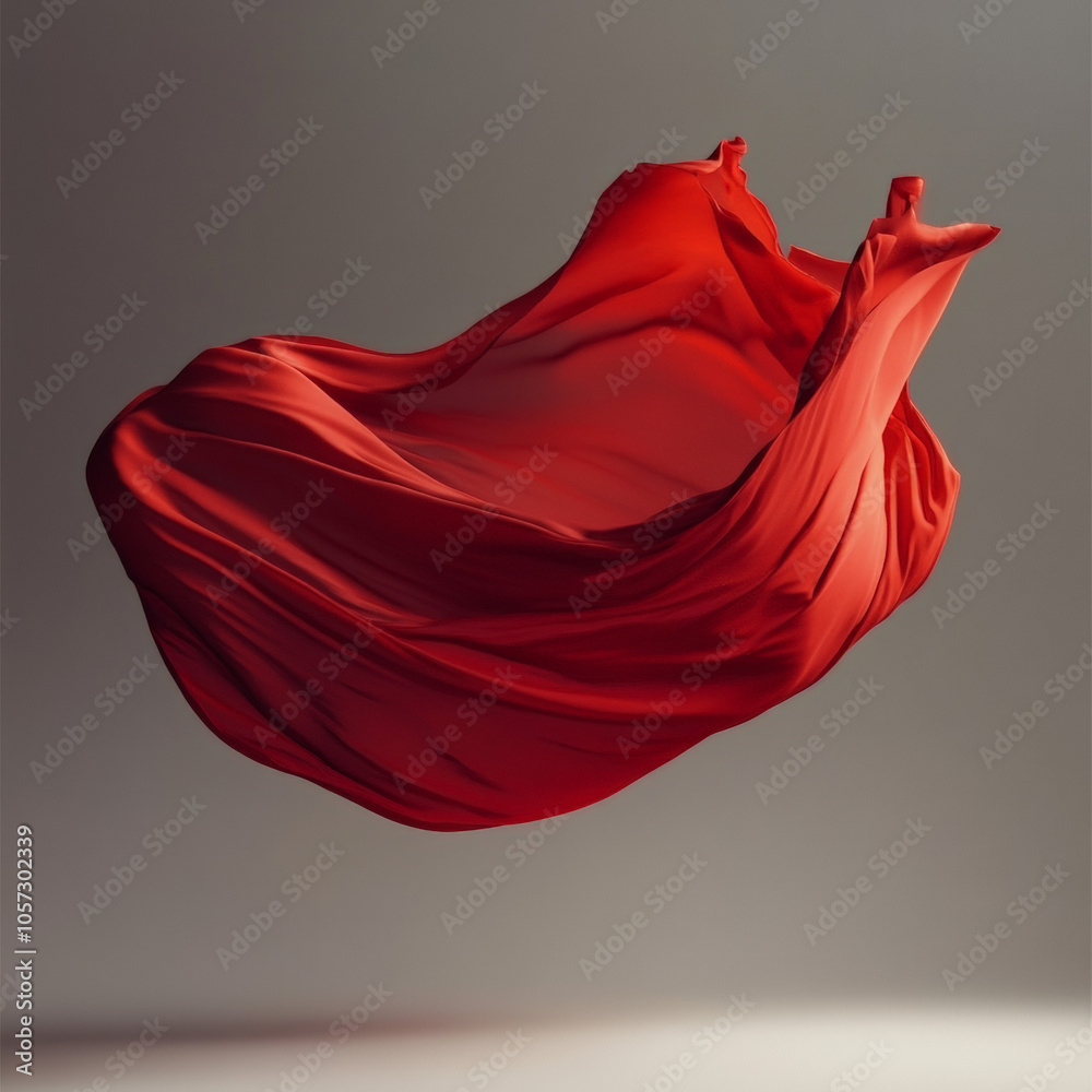 A superhero red cape, the fabric is floating in the air in a dynamic way. A superhero red cape, the fabric is floating in the air in a dynamic way.
