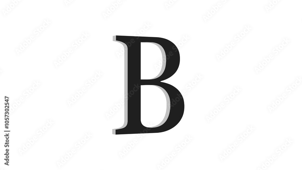 3d B letter logo loopable black color white background 3d B letter logo loopable black color white background