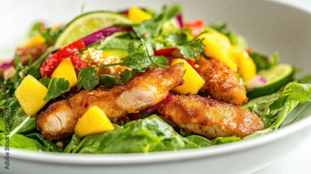 Floating Yam Pla Duk Foo, crispy catfish salad with mango, Floating Yam Pla Duk Foo, crispy catfish salad with mango,