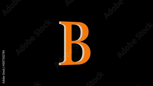 3d B letter logo loopable rotated brown color black background