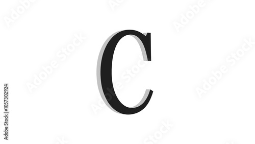 3d C letter logo loopable black color white background