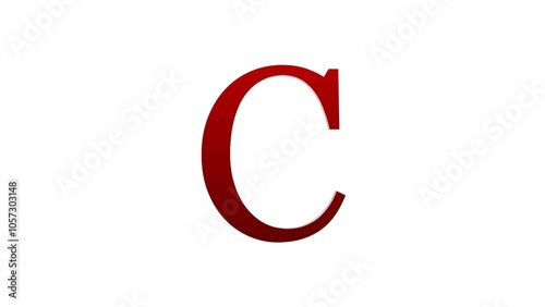 3d C letter logo loopable rotated red color white background