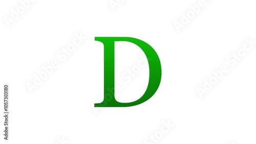 3d D letter logo loopable green color white background