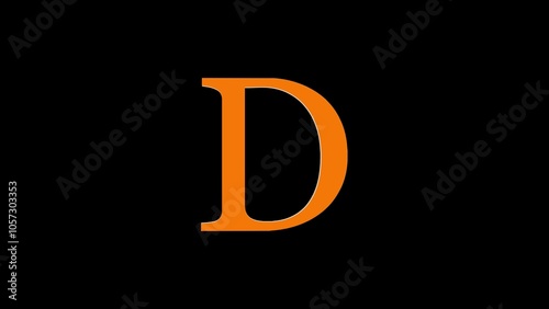 3d D letter logo loopable rotated brown color black background