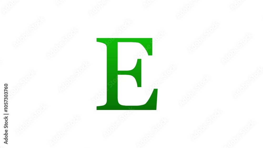3d E letter logo loopable green color white background 3d E letter logo loopable green color white background