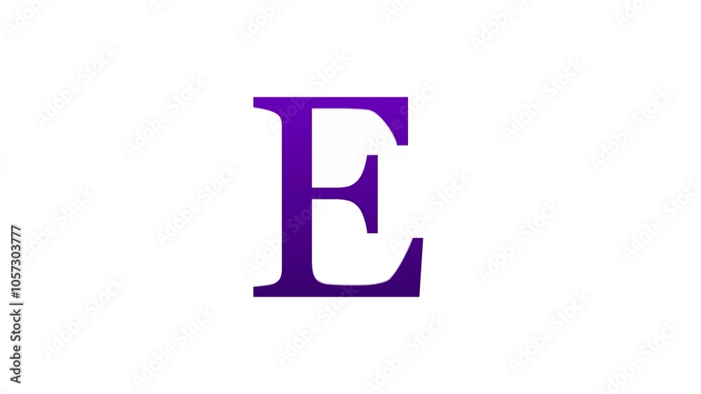 3d E letter logo loopable purple color white background 3d E letter logo loopable purple color white background