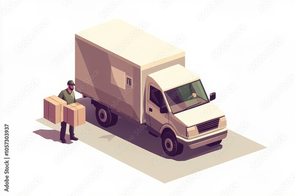 a driver unloading packages.illustration a driver unloading packages.illustration