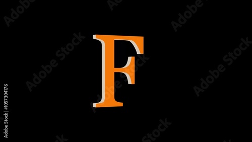 3d F letter logo loopable brown color black background