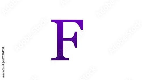 3d F letter logo loopable purple color white background