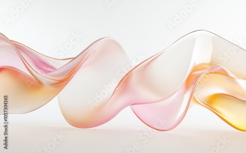 Abstract background with smooth aureolin and argyle waves on a light white surface, elegant 3D rendering photo